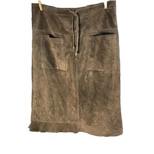 Massini Suede Skirt Sz 8 Midi Brown Tie Pockets Western Rustic Girly Boho
